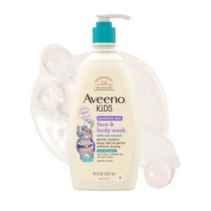 Aveeno Baby Kids Sensitive Skin Face & Body Wash With Oat Extract, Gently Washes Away Dirt & Germs Without Drying 532Ml